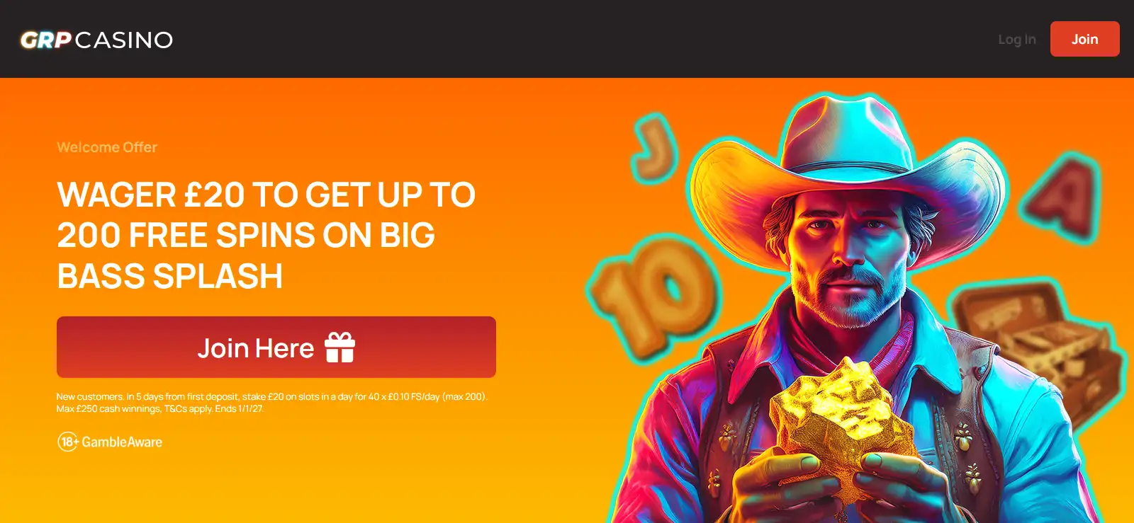 Current GRP Casino welcome offer wording in the UK App Store